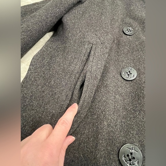 Talbots‎ | 100% Wool Classic Pea Coat | Charcoal Grey | Petite 14 - Picture 4 of 11